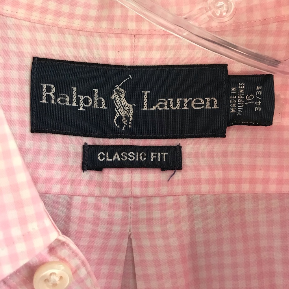 Ralph Lauren Gingham Pink Button Down Sz Large